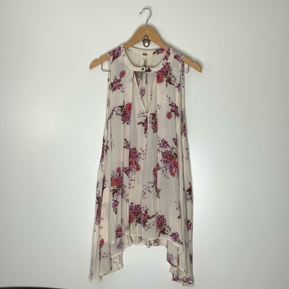 FREE People Floral Mini Dress in Beige. Size Small. - Picture 1 of 4